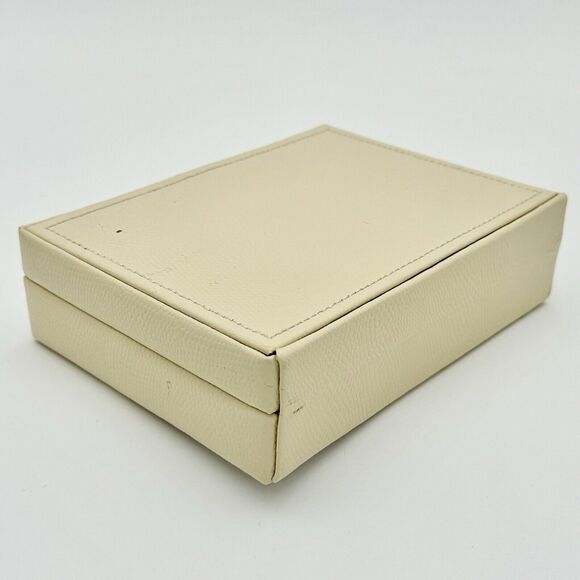 Pottery Barn McKenna Jewelry Box Travel Case 6.5” x 5” x 2” Cream Color Faux - Picture 10 of 12